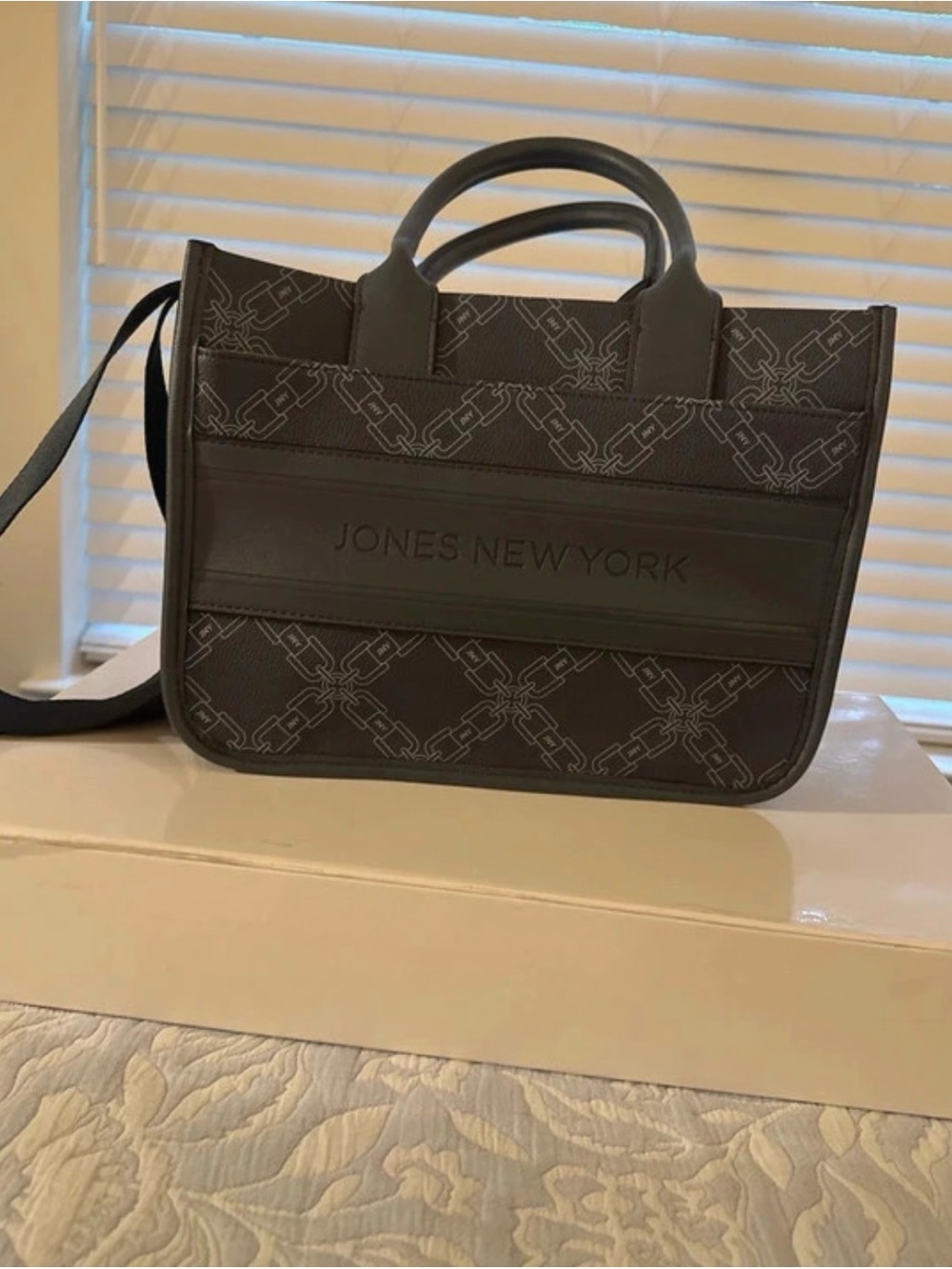 Jones New York Dark Brown Signature Tote with Shoulder Strap